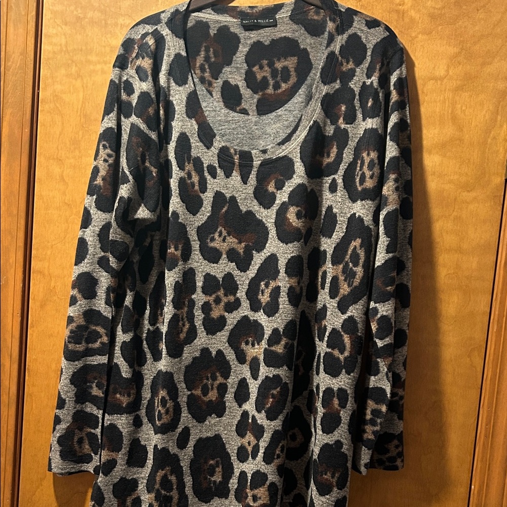Nally & Millie Animal Print Knit Top